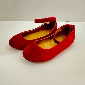 Janie and jack red velvet ankle strap ballet flats